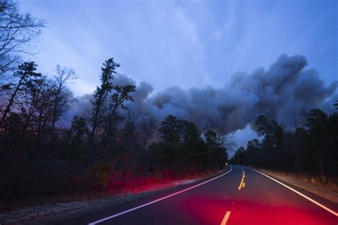 Big flames, raining embers in New Jersey pine barrens fire